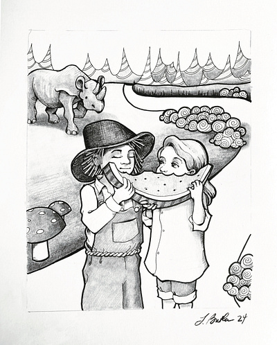 Illustration from Hazel and the Magic Violin childrens book illustration ink inktober2024 pencil