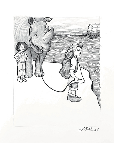 Illustration from Hazel and the Magic Violin childrens book illustration ink inktober2024 pencil