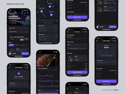 Catering App app bar catering dark delivery design dine in drink food mobile take away ui ux wine