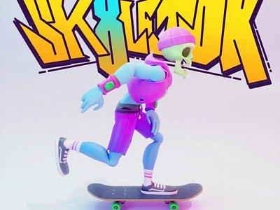 Sk8letor 3d 3d artwork 3d character 3d model 3d modeling artwork blender character design cycles design fan art graffiti he man illustration skate skeletor typography