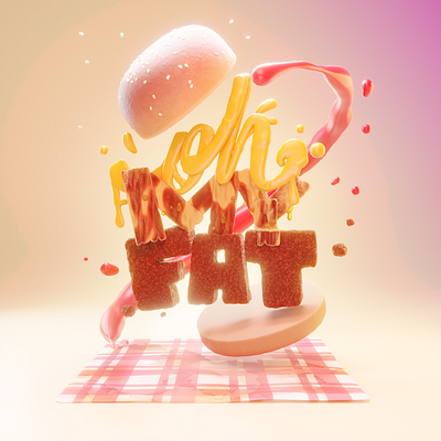 Oh my fat! 3d 3d artwork 3d model 3d modeling artwork bacon blender cheese cycles design food graphic design hamburguer illustration model typography