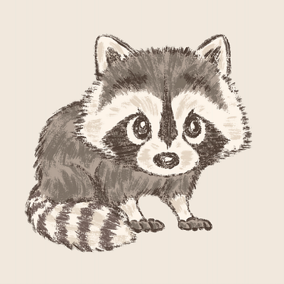 Cute raccoon animal character design illustration raccoon