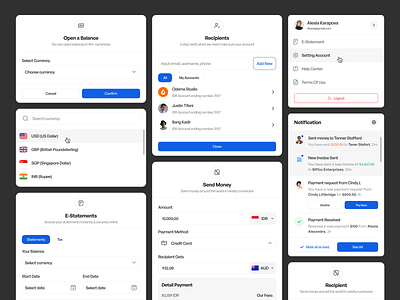 Component Saas Fintech app b2b business cansaas clean component dashboard design fintech interface minimalist modern money notification payment saas saas dashboard ui ui design ux