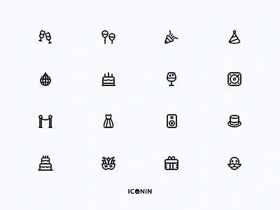 Iconin: party Icons Set app icons convetti dress flat icons icon icon pack icon set iconin iconography icons illustration line icons music party stroke icon