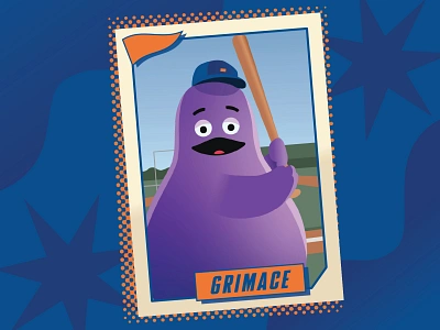 Grimace & the Mets baseball baseball card digital grimace illustration mcdonalds mets mlb new york sports vector