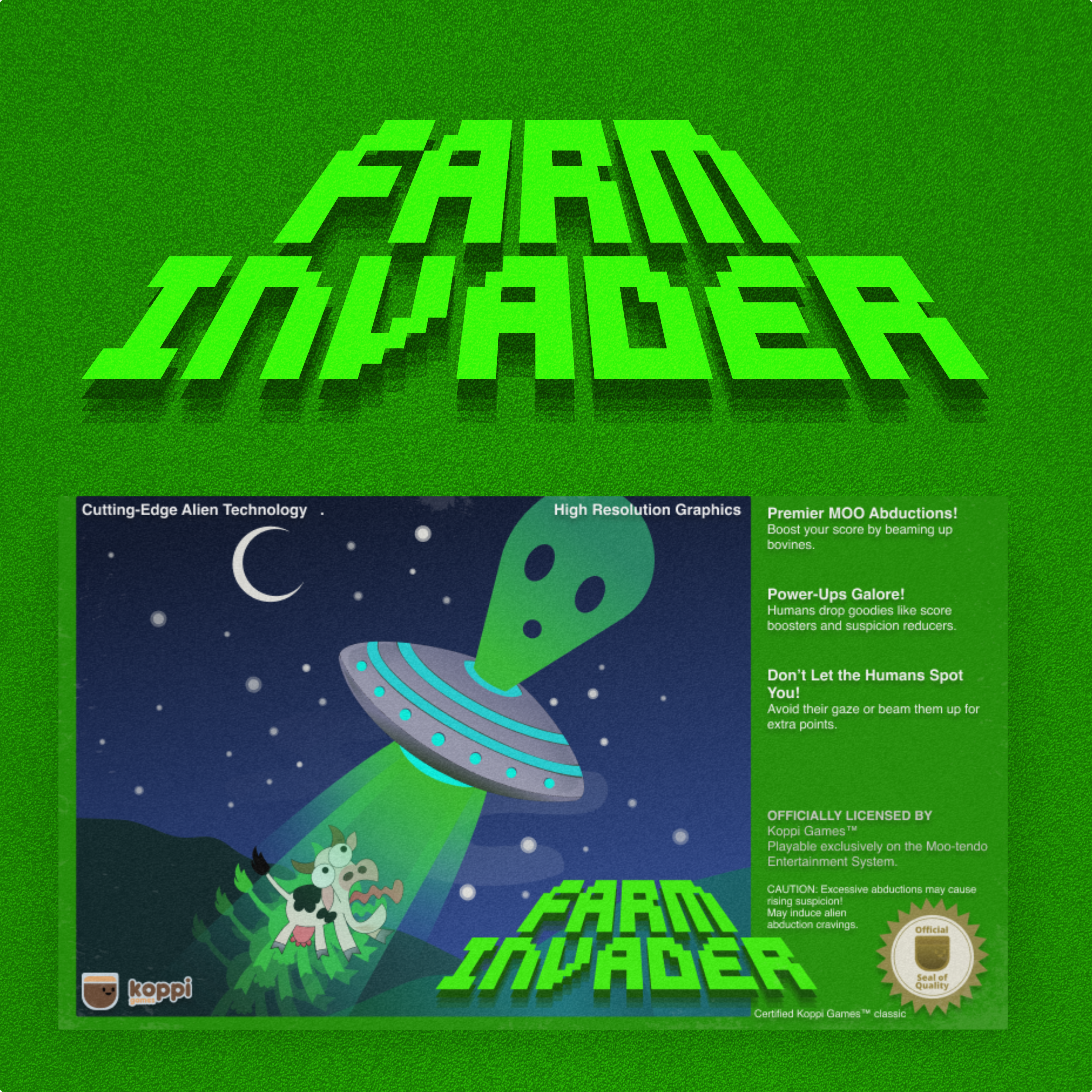 Cover Art for Farm Invader alien commission cover art cover artwork design freelance work game art graphic design graphic designer illustration vector vector art