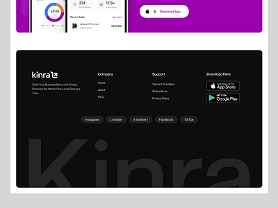 Kinra Footer Exploration design footer landingpage ui ux