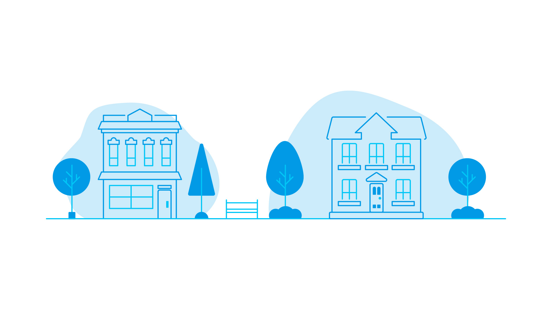 Dwellings blue building dwellings house illustration lineart storefront