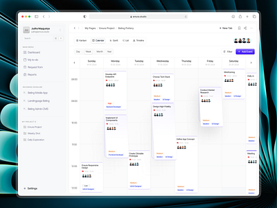 Taskify - Project Management Dashboard (Calendar View) dashboard dashboard design kanban management management app prioritization productivity progress tracking project management saas side peek sidepeek task task management task management dashboard task tracking team activity time management todos workload