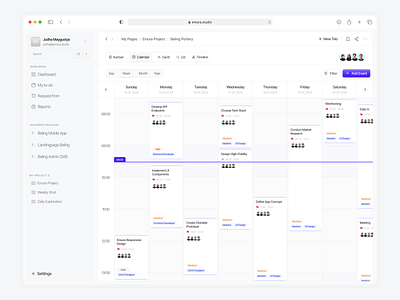 Taskify - Project Management Dashboard (Calendar View) dashboard dashboard design kanban management management app prioritization productivity progress tracking project management saas side peek sidepeek task task management task management dashboard task tracking team activity time management todos workload