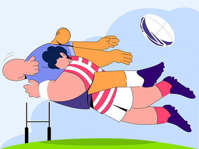 Rugby Match Moment american football flat flat design flat illustration graphic design illustration rugby sport team sport vector