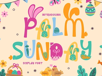 Palm Sunday – Quirky Easter Day Theme Font business children cover crafting display font easter film fun greeting cards holiday invitations joyful design logo magazines music packaging playful poster quirky font sticker