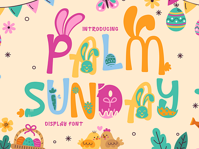 Palm Sunday – Quirky Easter Day Theme Font business children cover crafting display font easter film fun greeting cards holiday invitations joyful design logo magazines music packaging playful poster quirky font sticker