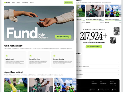 Fund - Crowdfunding Website animations agency animation campaign charity clean community crowdfunding website crowfunding design donation fund green home pages humanity interaction landing page uiux vektora web design website