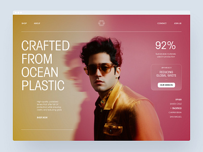 Sustainable Sunglass Brand Landing Page branding design graphic design hero section home page landing page sustainability sustainable typography ui user experience user interface ux website