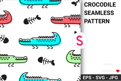 Crocodile seamless pattern art boho colorful crocodile crocodile seamless pattern cute design doodle