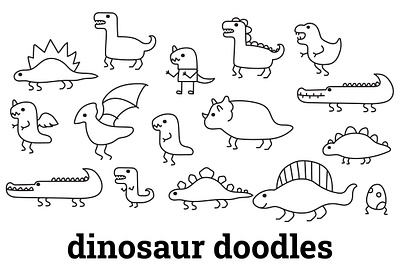 Dinosaurs Vector Doodles adorable graphic design tyrannosaurus