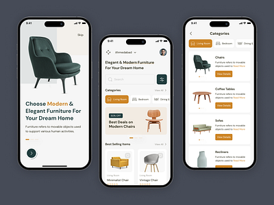 Furniture E-commerce App Design appdesign ecommerce furniture homedecor interior mobileapp ui uiuxdesign ux uxdesign