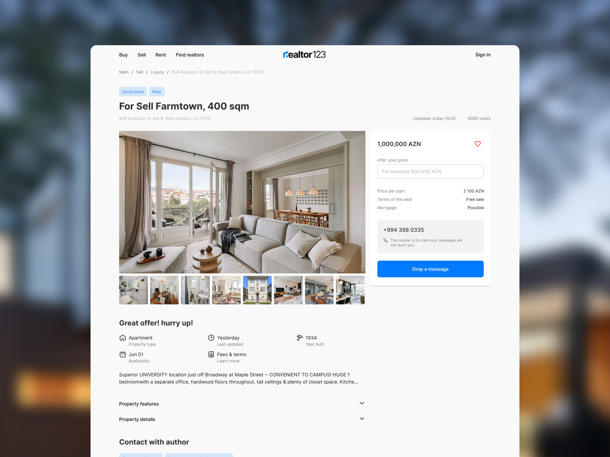 Real Estate detail page design ui ux web design website