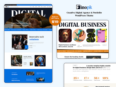 Finopik - Creative Digital Agency and Portfolio WordPress Theme business theme responsive uiux webdesign webdevelopment wordpress theme