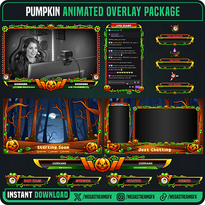 Horror Pumpkin Overlay - Halloween Stream Overlay horror stream overlay