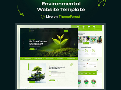 Environment Ecology Top WordPress Theme best design branding business company design echology environment graphic design green green website illustration new design super website template theme top design top website tree ui wordpress