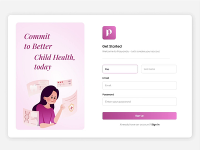 Posyandu - Sign up & Sign in animation app dailyui design desktop doctor health il illustration landing page login sign in sign up ui uiux user interface ux vector webdesign website