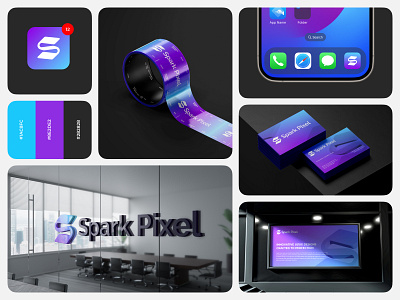 Spark Pixel - Brand Application Concept agency best brand design billboard design brand guidelines brand identity brand sign branding graphic design halo lab identity logo logo design logo designer logotype marketing packaging smm