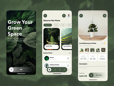 🍃 Grow Your Green Space – UI Design 🍃 application branding cleandesign designinspiration greenspace logo plantapp teqnomanweb ui uiuxdesign