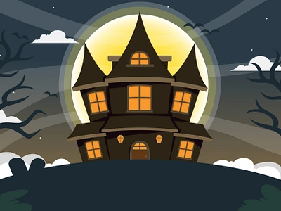 Castle House art background branding building castle ghost halloween horror illustration moon motion graphics night pumpkin scary spooky website witch zombie