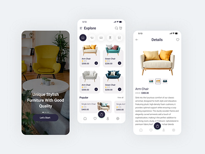 Furniture Mobile App furniture mobile app mobile app sofa ui design uiux design ux design