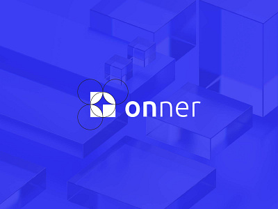 Onner Branding logo - Tech logo abstract apps icon blue brand identity branding business corporate elegant fashion geometric graphic design grid initial letter logo logo design logos modern white