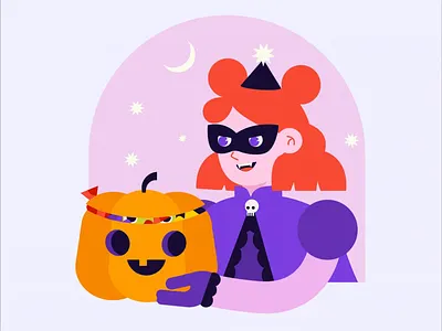 Halloween party 2d animation after effects cartoon character animation character design girl halloween motion design party pumpkin spooky vector illustration