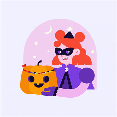 Halloween party 2d animation after effects cartoon character animation character design girl halloween motion design party pumpkin spooky vector illustration