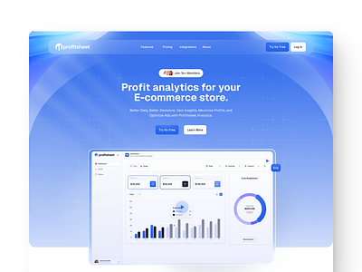 Revamped E-Commerce SaaS Landing Page 💎 b2b dashboard data ecommerce finance landing page profit saas