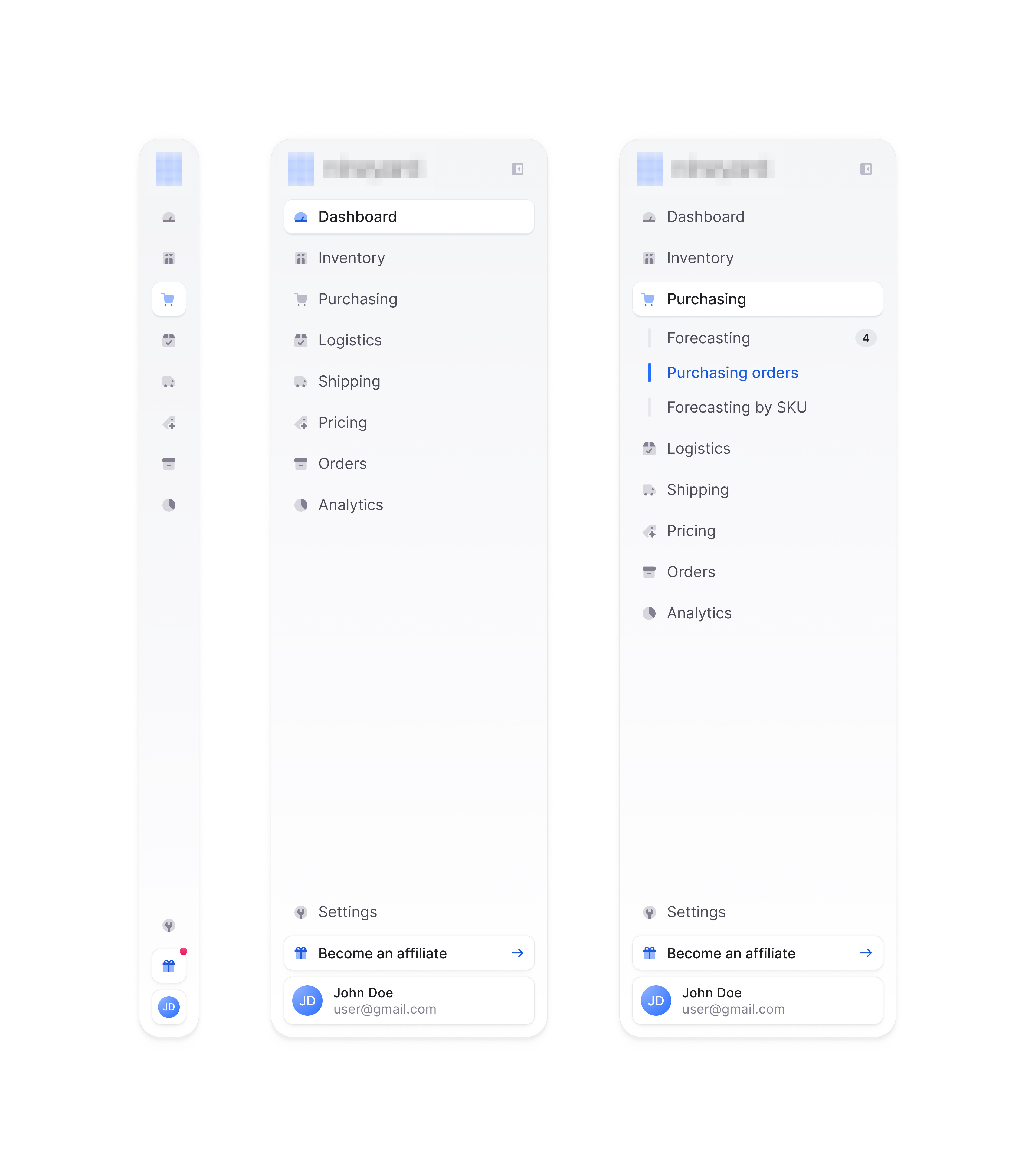 side navigation bar aesthetic blue clean figma icons minimal navigation nesting sidebar sidenav ui