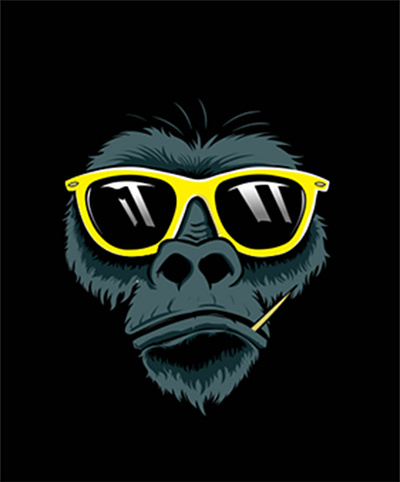 monkey dark, monkey with eyeglasses design digital painting graphic design illustration photoshop print design separation color