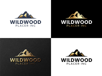 Gold Mining Logo | Wildwood Placer Inc branding eco friendly gold gold logo gold mining gold mining logo gold mining logo design logo logo design logo for sale minimalist logo mining company mining logo mountain logo mountains nature outdoor business placer mining rugged logo wildwood logo