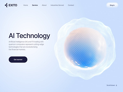 Exito Ai Technology 3D Animation website 3d 3d animation ai ai service ai web ai website finance fintech landing landing page trading web web design web3 webdesign website