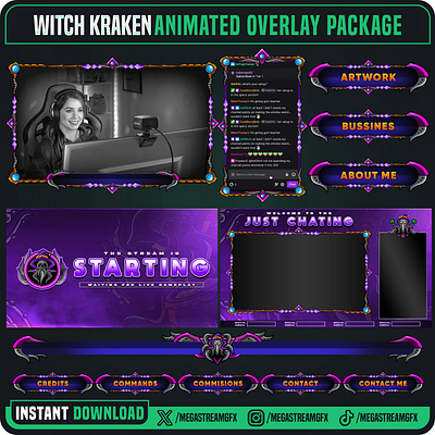 Stream Overlay Esport Witch Kraken dark overlay