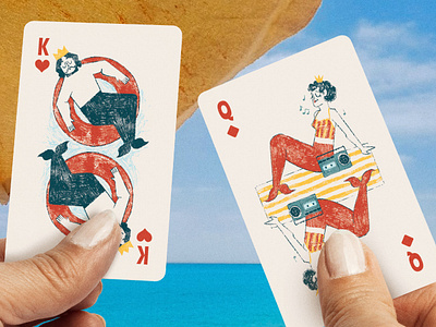 Playing Cards: Summer Edition beach card game design digital art fish graphic design illustration mermaids packaging playing cards pool retro sand sea summer sun suunshine swin under the sea vacation