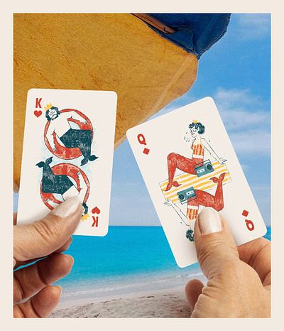 Playing Cards: Summer Edition beach card game design digital art fish graphic design illustration mermaids packaging playing cards pool retro sand sea summer sun suunshine swin under the sea vacation