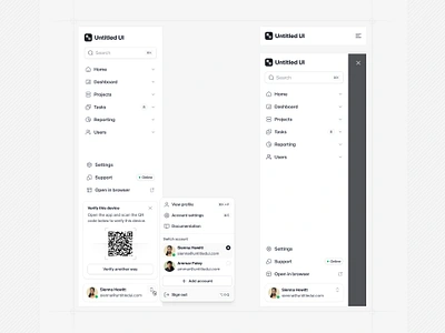 Sidenav — Untitled UI account menu design system figma figma design system minimal nav nav menu navbar navigation product design qr code side navigation sidenav ui ui design ui kit ui library user interface