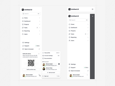 Sidenav — Untitled UI account menu design system figma figma design system minimal nav nav menu navbar navigation product design qr code side navigation sidenav ui ui design ui kit ui library user interface