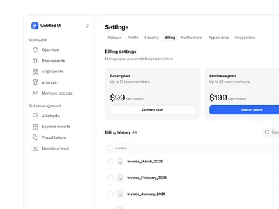Billing settings — Untitled UI billing billing settings design system figma figma design system figma ui kit minimalism nav navigation preferences pricing cards product design settings sidenav ui ui design ui kit ui library user interface