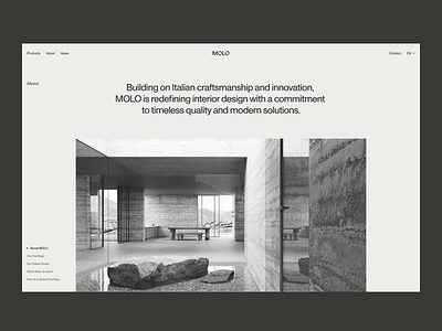 MOLO — About column design desktop furniture grid header hero interior interior architecture italian layout minimal minimalist product design side menu spaces ui ux web website