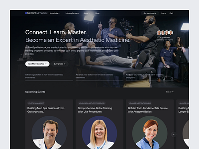 MedSpa Network — Homepage cards cta dark design desktop grid header health healthcare hero layout learn masterclass medspa network product design ui ux web website