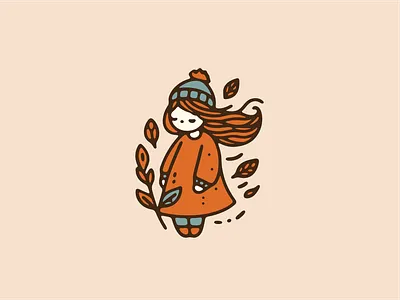 Autumn themed sad girl autumn branding design graphic design illustration leaf leaves logo ui vector