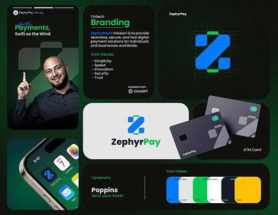 ZephyrPay | Fintech Branding brand inspiration branding fintech fintech brand identity design fintech branding fintech logo fintech logo branding fintech visual branding logo branding minimal branding visual identity