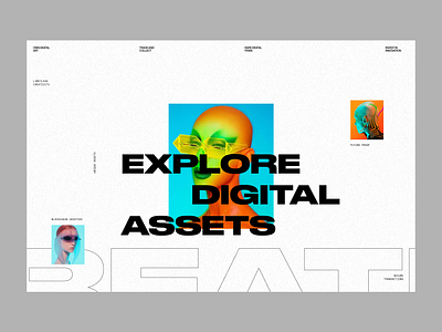 Degiset clean degital asset herosection layout modern nft simple ui website